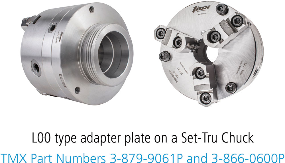 L00 type adapter plate on a Set-Tru Chuck TMX Items 3-879-9061P and 3-866-0600P